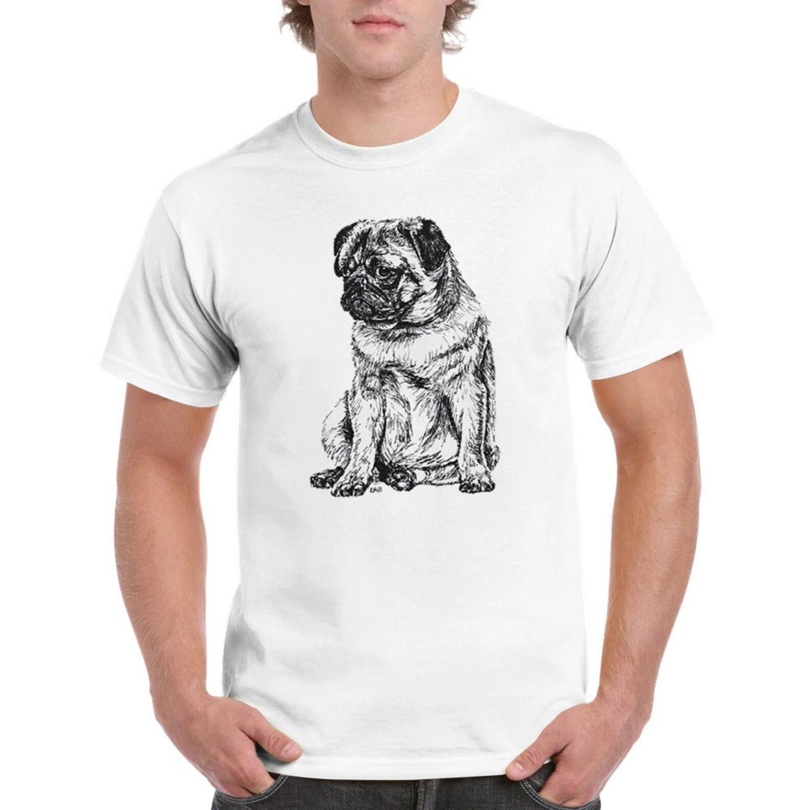 Pug t-shirt by Louisa Hill