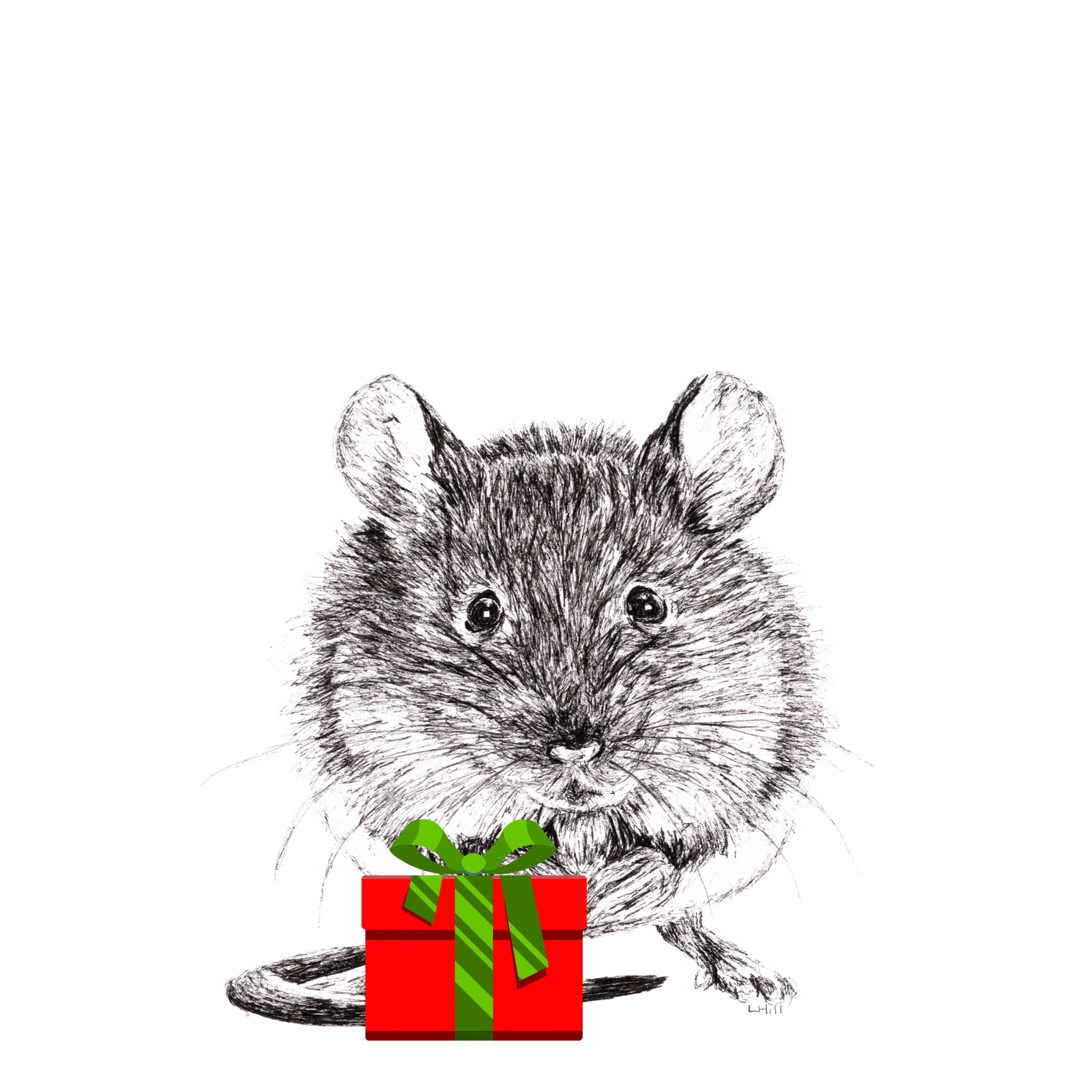 Mouse with santa hat Christmas card by Louisa Hill